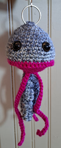 Crocheted jellyfish keychains